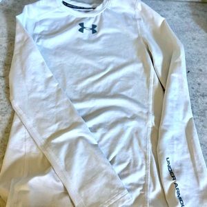Under Armour youth boys fitted cold gear long sleeve - white size medium